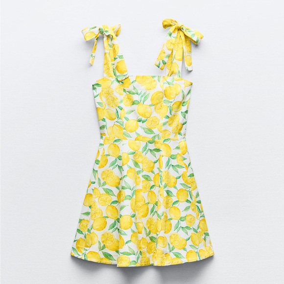 Zara linen lemon dress - Picture 1 of 3